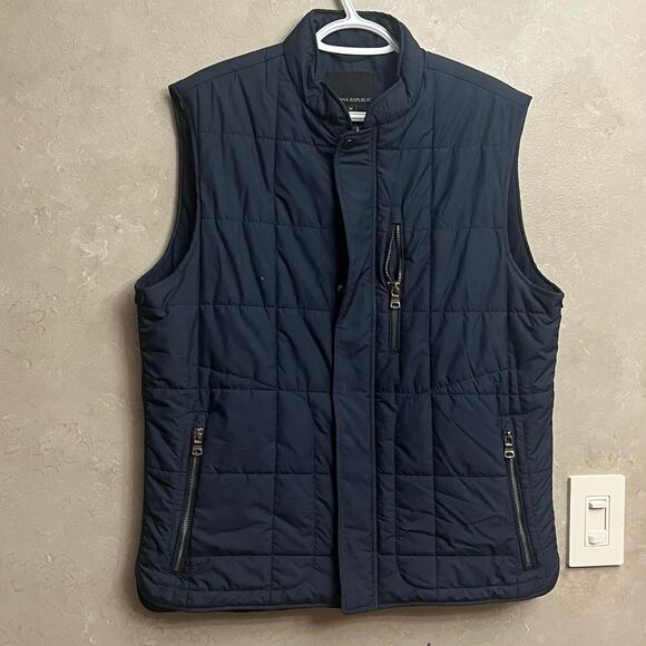 Banana Republic M Navy Blue Quilted Puffy Vest Zip Jacket - Picture 5 of 13